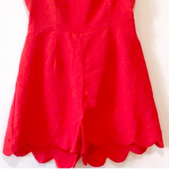 Monteau Red Scalloped Sleeveless Romper XL - Picture 5 of 6